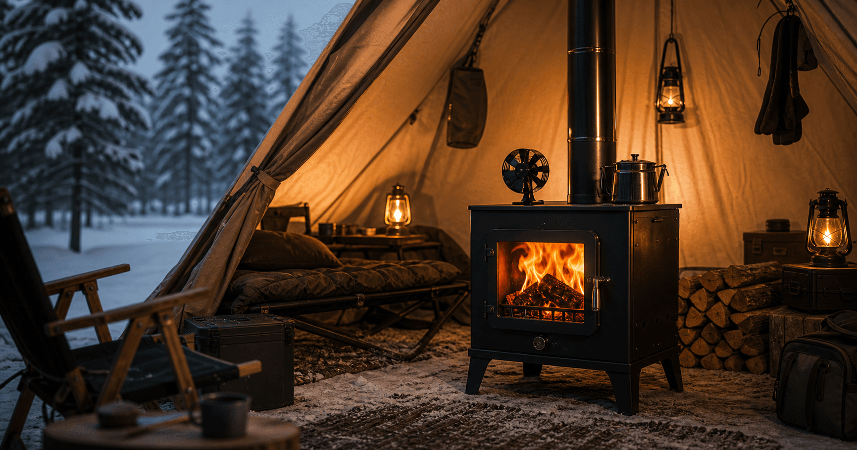 Winter Tent Heating outdoor fire product application